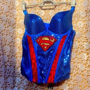 Super man sequin corset costume